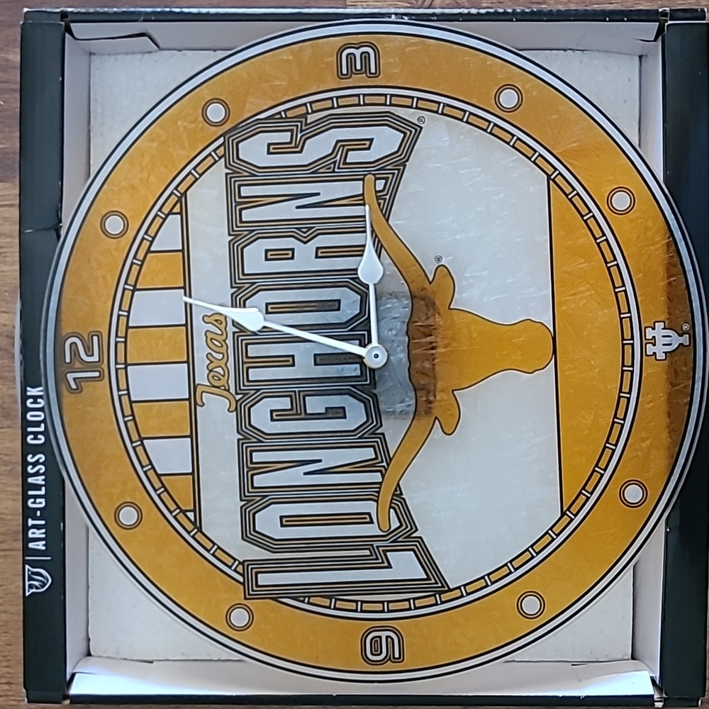 Texas Longhorns glass clock